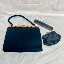Vintage Emerald Green Satin Evening Bag with Gold Chain & Inner Coin Purse — listing 4