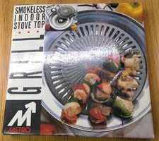 Vintage Round Enamelware Smokeless Stovetop Grill / Indoor Smoker with Wire Grate — listing 4