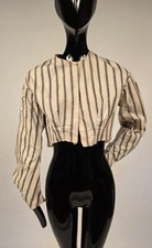 1890s Antique Victorian Brown Calico Bodice with Black Lace Collar, Leg-o-Mutton Sleeves, Boned Interior — listing 2