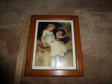 Framed Reproduction Print of Victorian Family Picnic Scene in Ornate Gilt Frame — listing 3