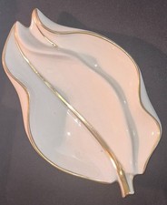 Lenox Ivory Porcelain Leaf-Shaped Dish with Gold Trim