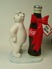 Coca-Cola Polar Bear with Coke Bottle Ceramic Christmas Figurine
