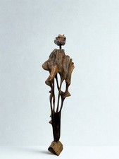 Hand-Carved Palm Wood Unicorn Horn / Spiral Twist Sculpture, Signed "BAC '11" — listing 5