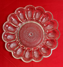 Vintage Hobnail Glass Deviled Egg Plate with Ceramic Chicken Salt & Pepper Shakers — listing 3