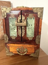 Chinese Rosewood Jewelry Box with Brass Shou Longevity Symbol and Ornate Latch — listing 5