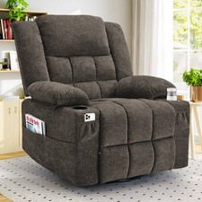 Brown Chenille Upholstered Rocker Recliner Chair with Rolled Arms