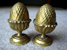 Pair of Decorative Gilt Resin Curtain Rod Finials with Acanthus Leaf Motif