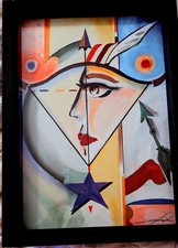 Framed Abstract Mixed-Media Print, Signed and Dated 1993 — listing 6
