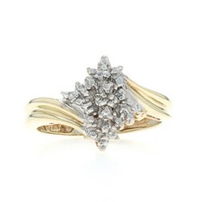 Vintage Diamond or CZ Cluster Cocktail Ring, Gold-Tone Floral Sunburst Design — listing 3