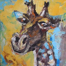 Framed Wildlife Painting of Giraffe with Doves, Signed J. Beckford — listing 2