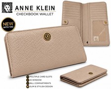 Anne Klein Cognac Leather Credit Card and Checkbook Holder Wallet, listing 3