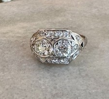 Art Deco Filigree Ring with Old European Cut Diamonds and Sapphire Accents — listing 4