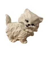 White Plush Kitten with Pink Nose and Rosebud Accent, Maker Unknown — listing 2