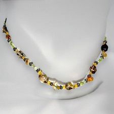 Vintage Gold-Tone Chain Necklace with Coin, Bead & Stone Charm Cluster