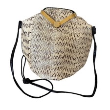 Vintage Black Snakeskin Crossbody Pouch Bag with Thin Shoulder Strap and Flap Snap Closure — listing 3