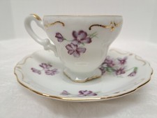 Cherry China Sweet Violets Porcelain Cream and Sugar Set with Gold Trim — listing 6