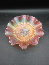 Vintage Marigold Carnival Glass Berry/Nut Bowl, Raspberry & Leaf Pattern — listing 3