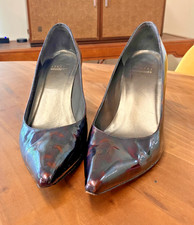 Stuart Weitzman Tortoiseshell Patent Leather Pointed-Toe Stiletto Pumps, Size 9M, listing 5
