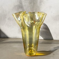 Pair of Amber Hand-Blown Glass Pinched-Rim Bowls (Nesting Set of 2) — listing 2