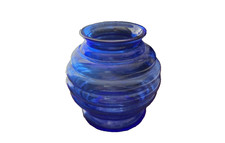 Cobalt Blue Glass Figural Beehive Covered Candy Dish / Honey Jar with Bee Finial