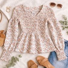 Love Olive Co Floral Tiered Long-Sleeve Boho Midi Dress, Size M/L — listing 3