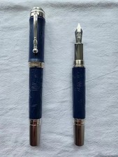 Montblanc-Style Fountain Pen with Gray Harlequin/Diamond Pattern Barrel and Gold Nib — listing 6