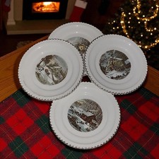 Harkerware Currier & Ives Dessert Set - 4 Small Plates, 1 Larger Plate & Cake Server (The Farmer's Home Winter / A Home in the Wilderness) — listing 3