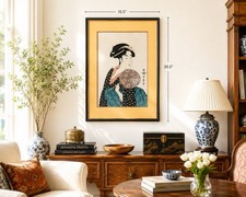 Framed Japanese Woodblock Print of a Maiko/Geisha in Red Kimono — listing 4