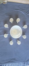 Vintage Tom & Jerry Punch/Eggnog Bowl Set with 4 Mugs, Cream with Gold Trim and Old English Lettering — listing 3