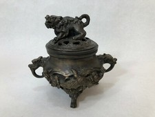 Antique Japanese Meiji Period Bronze Koro Censer with Foo Dog Finial — listing 6