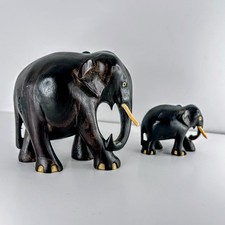 Vintage Hand-Carved Ebony Wood Elephant Bookend with Faux Book, African Folk Art — listing 5
