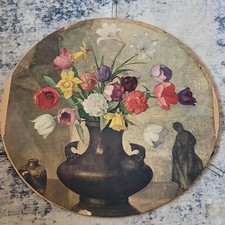 Floral Still Life Oil Painting on Board, Signed C. Murphy, Ornate Gilt Gesso Frame — listing 5