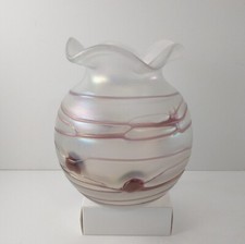 Hand-Blown Amber-Rimmed Ruffled Art Glass Bowl — listing 5