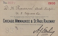 1900 Chicago, Milwaukee & St. Paul Railway Annual Employee Pass No. 4214 — listing 2
