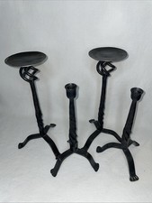 Black Wrought Iron Open Cage Lantern-Style Pillar Candle Holder with Ring Top — listing 4
