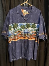 KY's Made in Hawaii Motorcycle Chopper Palm Tree Hawaiian Aloha Shirt, Size XL