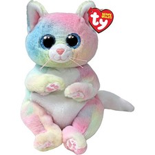 TY Beanie Bellies Pastel Rainbow Tie-Dye Cat Plush with Glitter Eyes — listing 4