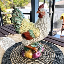 Ceramic Hen Figurine with Crackle Glaze