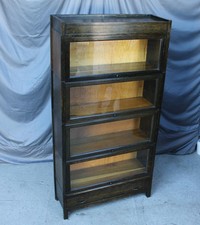 Antique Mission Oak 4-Stack Barrister Bookcase with Leaded Glass Mullion Doors — listing 5