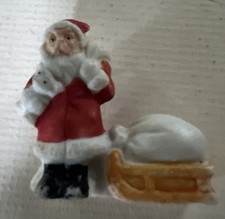 Antique Bisque Porcelain Santa Claus Bell-Form Christmas Ornaments, Pair — listing 6