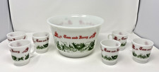 Vintage Tom & Jerry Punch/Eggnog Bowl Set with 4 Mugs, Cream with Gold Trim and Old English Lettering