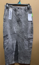 Love Fire Denim Cargo Maxi Skirt with Front Slit and Raw Hem — listing 4