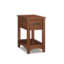 Traditional Cherry-Finish Chairside End Table with Drawer and Cabinet — listing 5