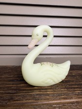 Fenton Custard Satin Uranium Glass Water Lily Compote