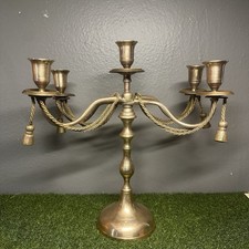 Vintage Brass Five-Light Candelabra with Twisted Rope Arms and Tripod Base — listing 2