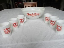 Vintage Tom & Jerry Punch/Eggnog Bowl Set with 4 Mugs, Cream with Gold Trim and Old English Lettering — listing 5