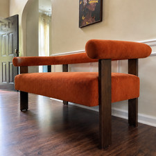 Vintage 1970s Green Chenille Tufted Two-Seat Loveseat — listing 4