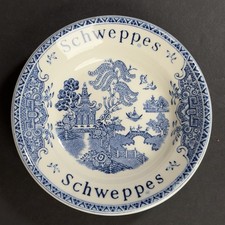 Enoch Wedgwood (Tunstall) Blue Willow Schweppes Advertising Pin Dish, 4.5 inch