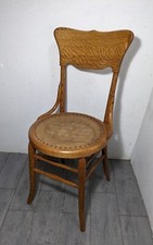 Antique Victorian Pressback Oak Rocking Chair with Spindle Back and Scroll Carving — listing 4