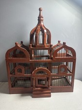 Vintage Victorian Style Painted Metal Domed Bird Cage with Faux Bird & Floral Decor — listing 3